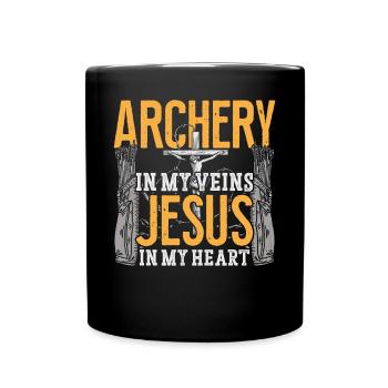 Archery Bow Archer Jesus Faith - Full Colour Mug - black - Front