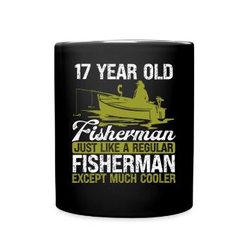 17 Year Old Fisherman Fishing Rod 17 Anglers - Full Colour Mug - black - Front