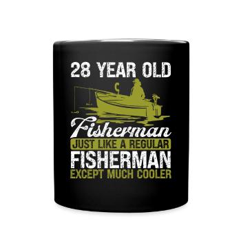 28 Year Old Fisherman Fishing Rod 28 Anglers - Full Colour Mug - black - Front