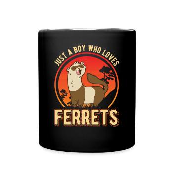 Juste un garçon qui aime Ferrets Frettchen - Mug uni - noir - Devant