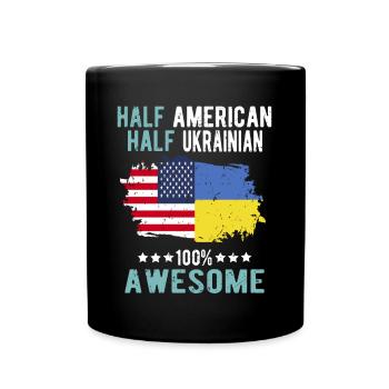 Halb Amerikaner Halb Ukrainer - Tasse einfarbig - Schwarz - Vorne