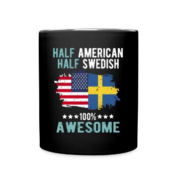 Halb Amerikaner Halb Schwede - Tasse einfarbig - Schwarz - Vorne