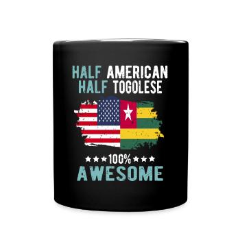 Half American Half Tongolese - Full Colour Mug - black - Front