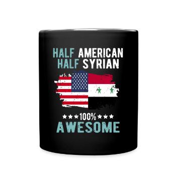 Half American, half Syrian - Full Colour Mug - black - Front