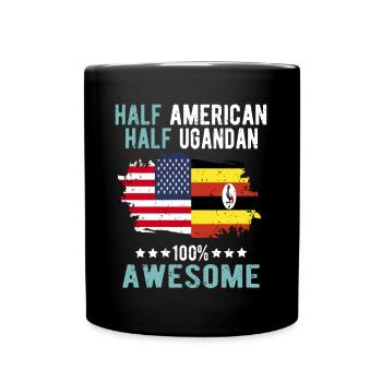 Half American Half Ugandan - Full Colour Mug - black - Front