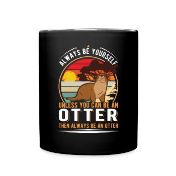 Otter Geschenk Fischotter Seeotter - Tasse einfarbig - Schwarz - Vorne