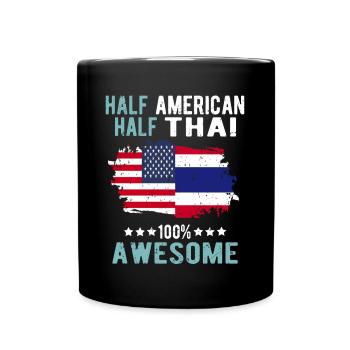 Mi-Américain Mi-Thaïlandais - Mug uni - noir - Devant