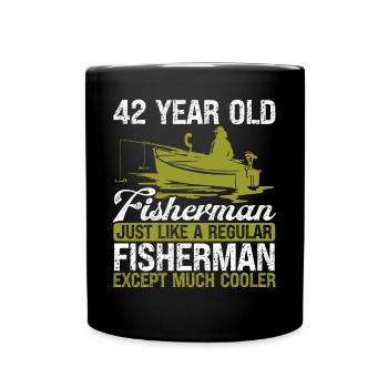 42 Year Old Fisherman Fishing Rod 42 Angler - Tasse einfarbig - Schwarz - Vorne