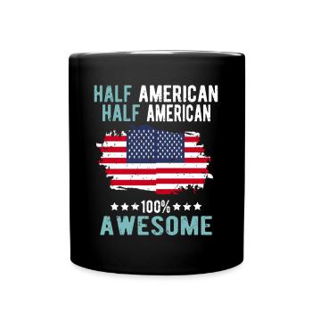 Half American Half American - Full Colour Mug - black - Front