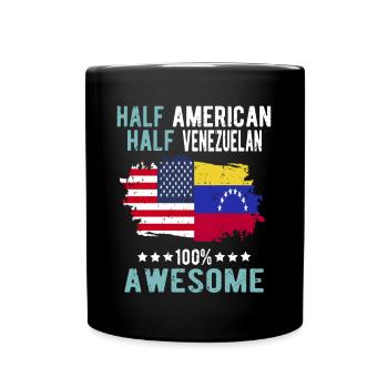 Half American Half Venezuelan - Full Colour Mug - black - Front
