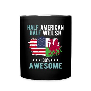 Halb Amerikaner Halb Waliser - Tasse einfarbig - Schwarz - Vorne