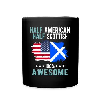 Halb Amerikaner Halb Schotte - Tasse einfarbig - Schwarz - Vorne
