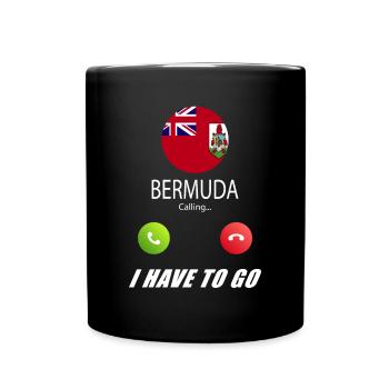 Bermuda ruft an Lusiger Flaggen Spruch - Tasse einfarbig - Schwarz - Vorne