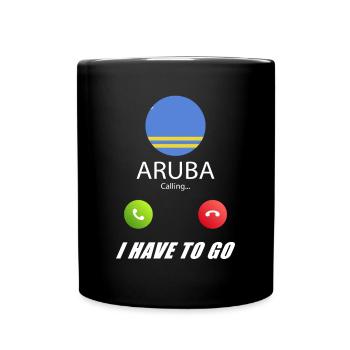 Aruba calls to Lusiger flags saying - Full Colour Mug - black - Front