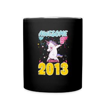 9th Birthday Unicorn - Full Colour Mug - black - Front