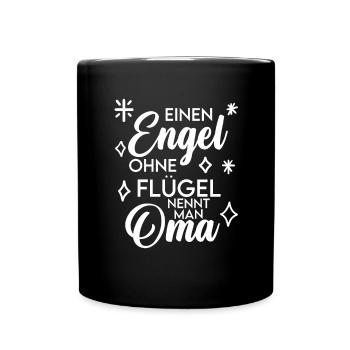 Oma Engel Spruch - Tasse einfarbig - Schwarz - Vorne