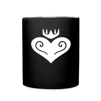 Couronne de cœur blanc - Mug uni - noir - Devant