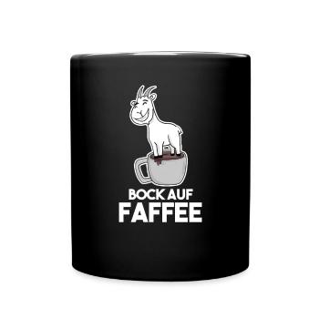 Bock auf Kaffee - Ziege Ziegenbock - Tasse einfarbig - Schwarz - Vorne