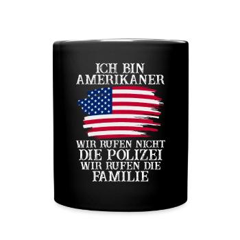 USA Amerikaner Amerika Amerikanisches - Tasse einfarbig - Schwarz - Vorne
