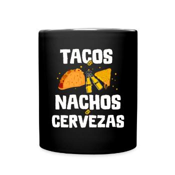 Taco Mexico Food Fast Food Nachos Fiesta Salsa - Full Colour Mug - black - Front