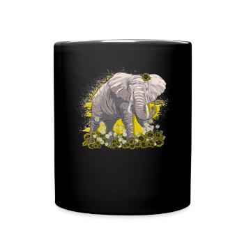 Elefant Elefanten Elephant Rüsseltier Zoo Zirkus - Tasse einfarbig - Schwarz - Vorne