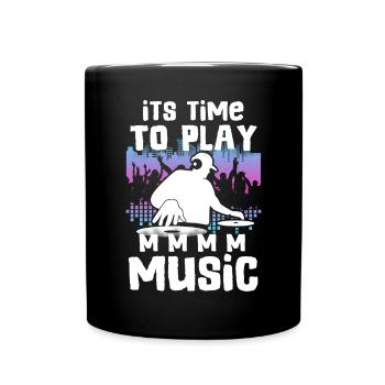 Disc Jockey DJ Rave Synthesizer Geschenk CD Mixer - Tasse einfarbig - Schwarz - Vorne