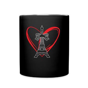Eiffelturm Herz Franzosen Paris Frankreich - Tasse einfarbig - Schwarz - Vorne
