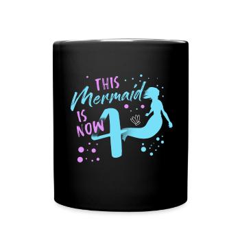 Meerjungfrau Tshirt - Tasse einfarbig - Schwarz - Vorne