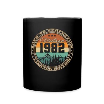 40. Geburtstag Jahrgang 1982 Aged to Perfection - Tasse einfarbig - Schwarz - Vorne