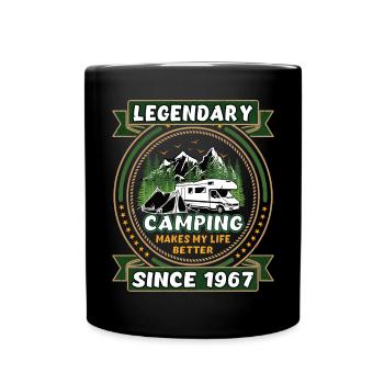 Legendär seit 1967 Camping Geschenk Geburtsjahr - Tasse einfarbig - Schwarz - Vorne