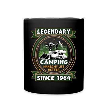 Legendär seit 1964 Camping Geschenk Geburtsjahr - Tasse einfarbig - Schwarz - Vorne