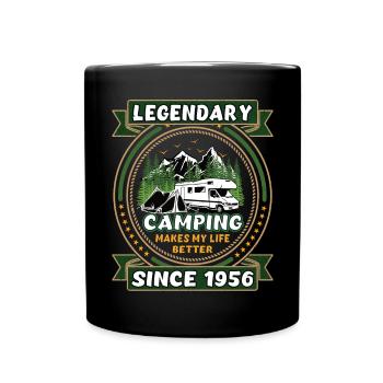 Legendär seit 1956 Camping Geschenk Geburtsjahr - Tasse einfarbig - Schwarz - Vorne