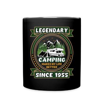 Legendär seit 1955 Camping Geschenk Geburtsjahr - Tasse einfarbig - Schwarz - Vorne