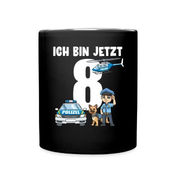 8 Geburtstag Polizei Shirt - 8 Jahre Alt Geschenk - Tasse einfarbig - Schwarz - Vorne