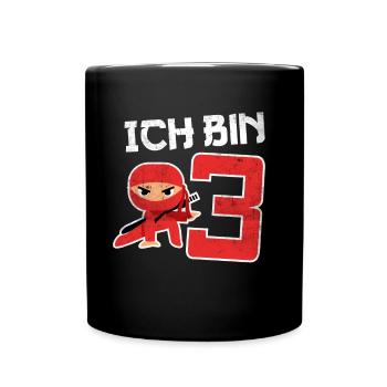3. Geburtstag Ninja 3 Jahre Kindergeburtstag - Tasse einfarbig - Schwarz - Vorne