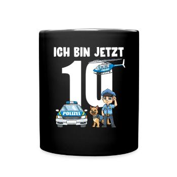 10 Geburtstag Polizei Shirt - 10 Jahre Alt - Tasse einfarbig - Schwarz - Vorne