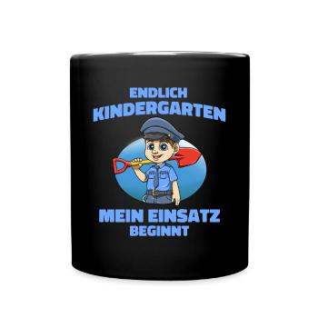 Cooles Kindergarten Shirt Polizei - Kita Polizei - Tasse einfarbig - Schwarz - Vorne