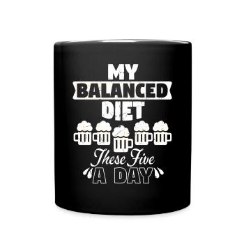 Balanced Diet Five Beer - Full Colour Mug - black - Front