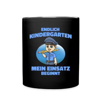 Polizei Kindergarten Junge - Kita Polizei Junge - Tasse einfarbig - Schwarz - Vorne
