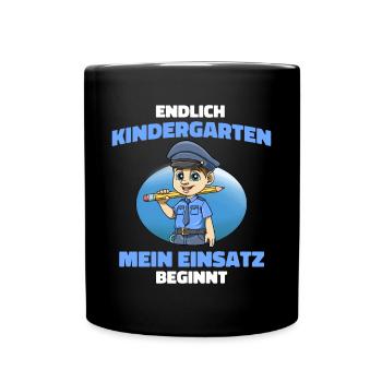 Kindergarten Polizei - Kita Polizei - Tasse einfarbig - Schwarz - Vorne
