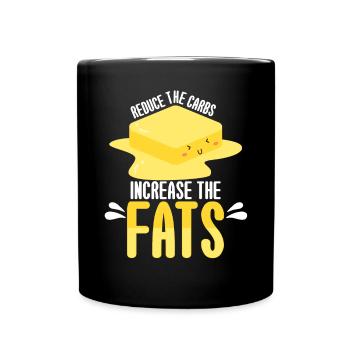 Keto Reduce Carbs Increase Fats - Full Colour Mug - black - Front