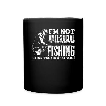 Lustiges Angeln Angler Fischer Geschenk - Tasse einfarbig - Schwarz - Vorne