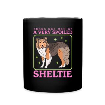Sheltie Mom | Shetland Sheepdog Hunde Geschenk - Tasse einfarbig - Schwarz - Vorne