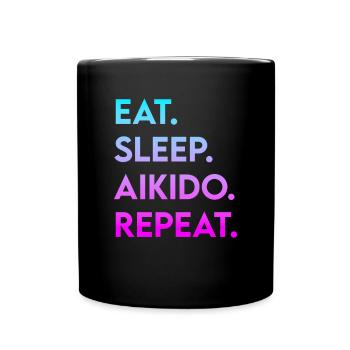 manger du sommeil aïkido répéter - Mug uni - noir - Devant
