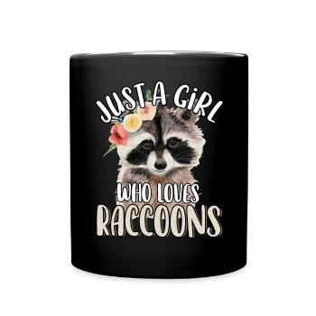 Juste une fille qui aime les ratons laveurs mignon drôle animal - Mug uni - noir - Devant