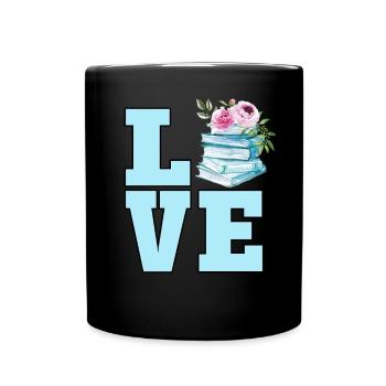 Mignon Amateur de livres Aquarelle Livre de lecture florale - Mug uni - noir - Devant