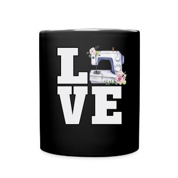 Nähen Liebhaber Quilting Lover Cute Floral Aquarell - Tasse einfarbig - Schwarz - Vorne