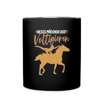 Dieses Mädchen liebt Voltigieren Volti - Tasse einfarbig - Schwarz - Vorne