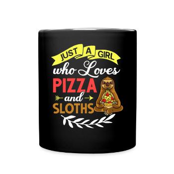 Sloth Pizza Delivery Pizzeria Italian - Full Colour Mug - black - Front