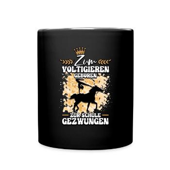 Zum Voltigieren Geboren Volti - Tasse einfarbig - Schwarz - Vorne